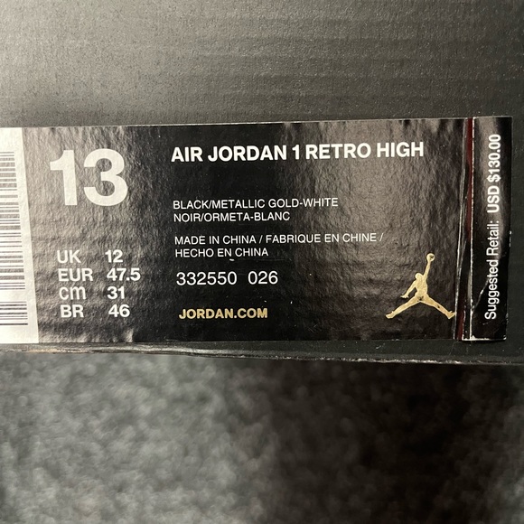 Jordan 1 Hi Melo Sz 13 Gold/Blk/Wht - Picture 4 of 5